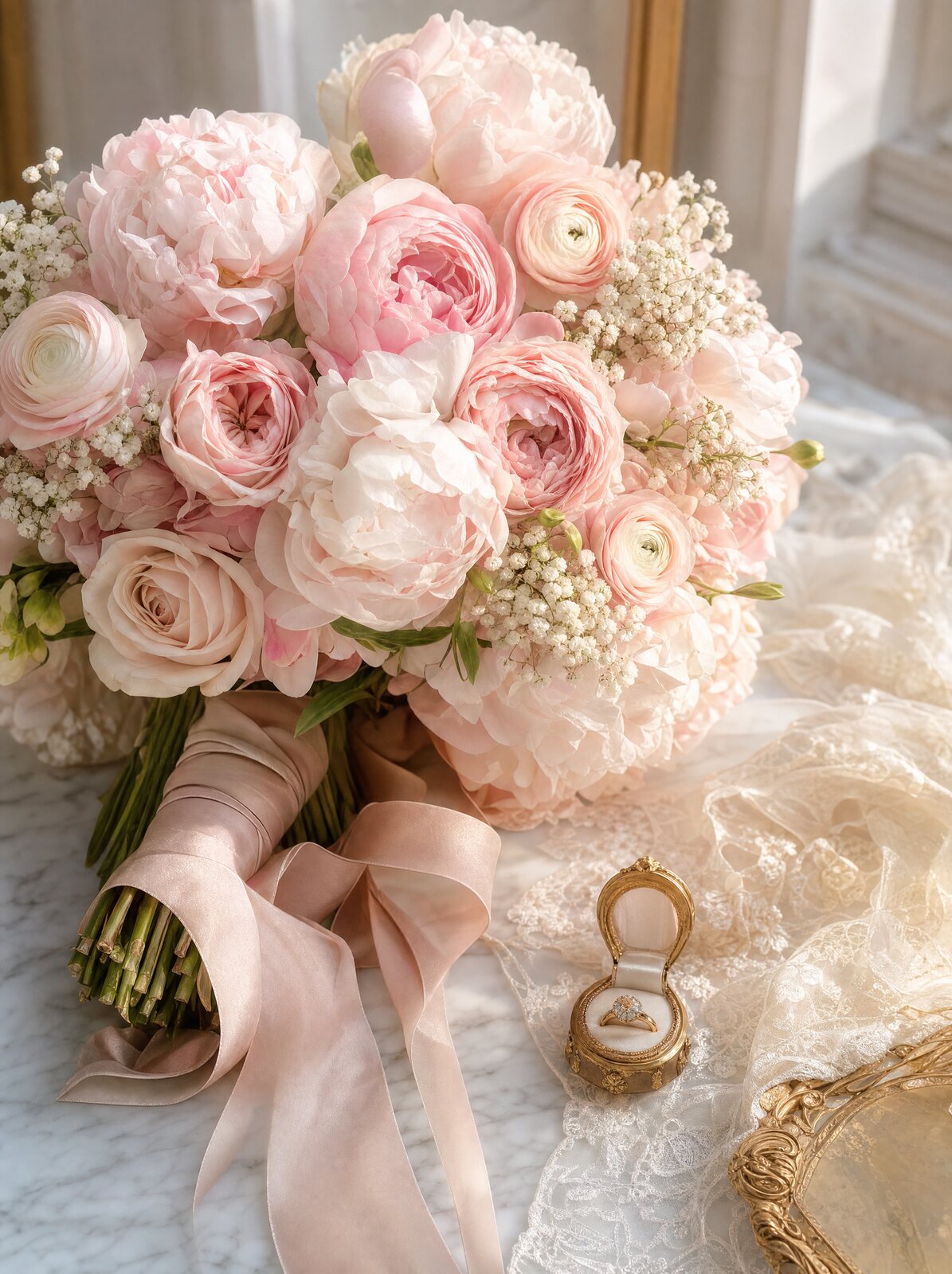 Ramo de novia en tonos blush